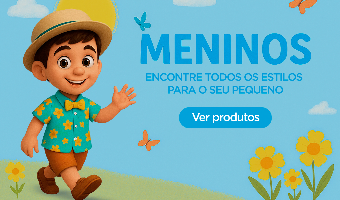 garoto sorridente, roupa listrada em fundo azul com gradiente mais claro ao lado direito no meio