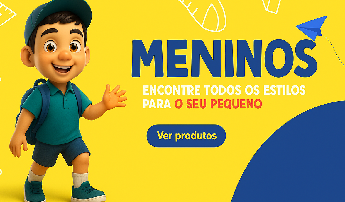 garoto sorridente, roupa listrada em fundo azul com gradiente mais claro ao lado direito no meio