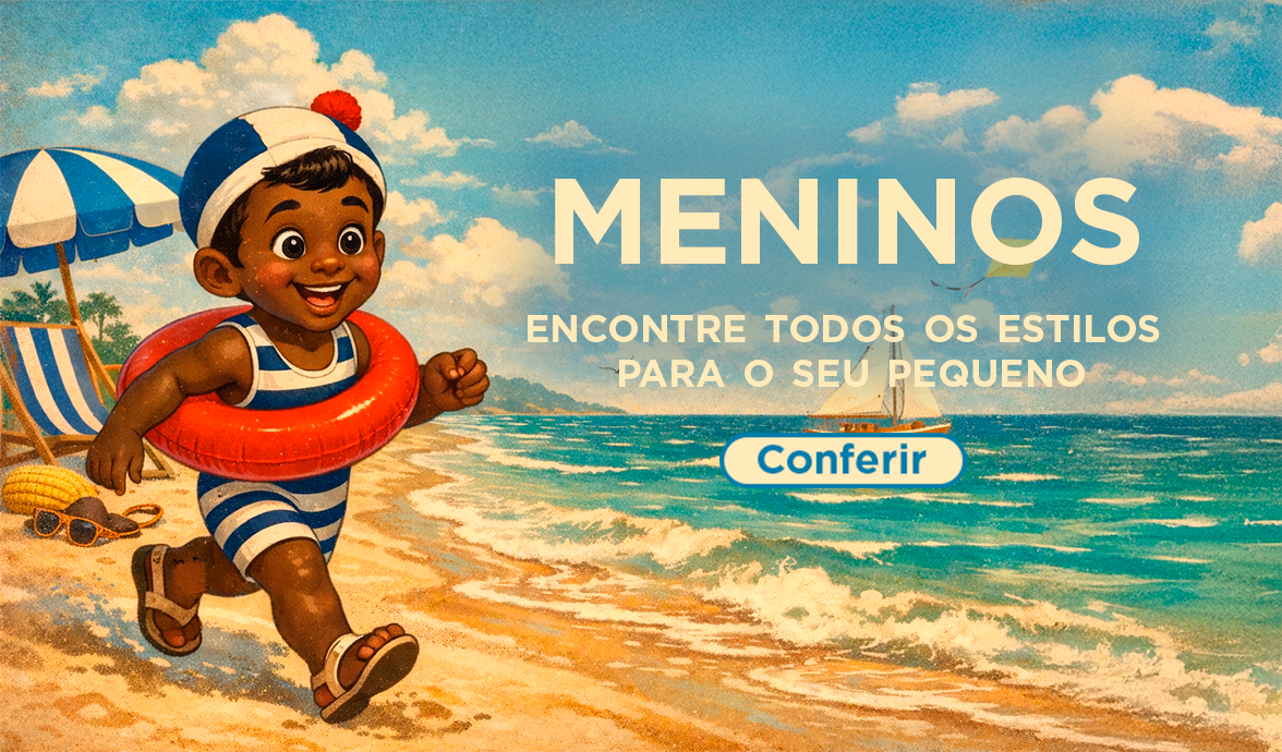 garoto sorridente, roupa listrada em fundo azul com gradiente mais claro ao lado direito no meio