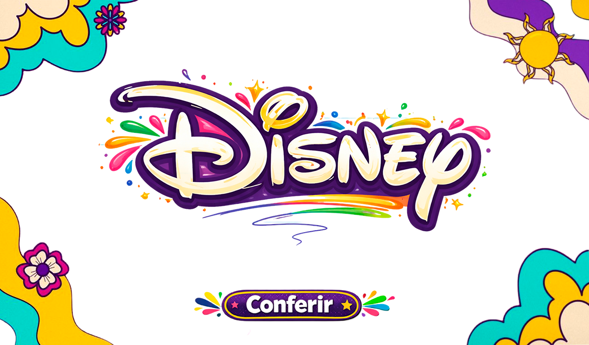 Fundo azul com texto cursivo Disney, padrão da marca