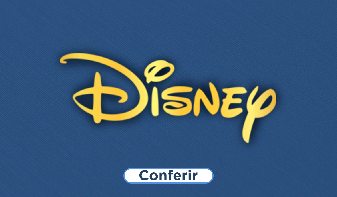 Fundo azul com texto cursivo Disney, padrão da marca