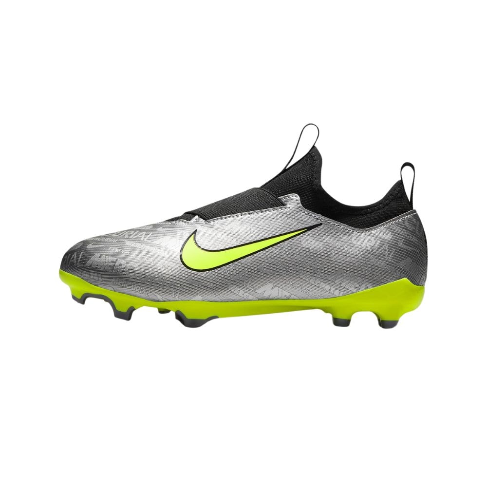Chuteira Infantil Nike Jr Zoom 15 Academy XXV MG Prata/Amarela 31