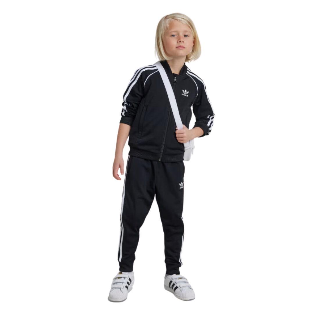Conjunto Adidas Tracksuit Infantil Preto 4-8 IX7624