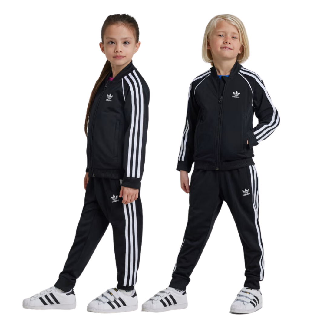 Conjunto Adidas Tracksuit Infantil Preto 4-8 IX7624