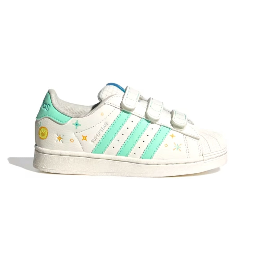 Tenis Infantil Adidas Superstar Gaming Pack Kids Branco Verde Agua 26 32 IF4319