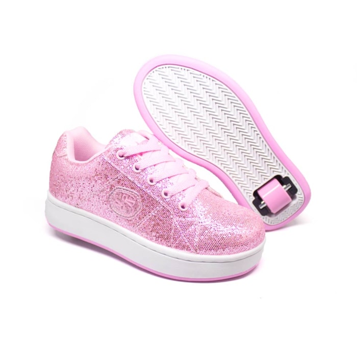 Tênis Infantil Ludique Rodinha Glitter Low Rosa |28-34